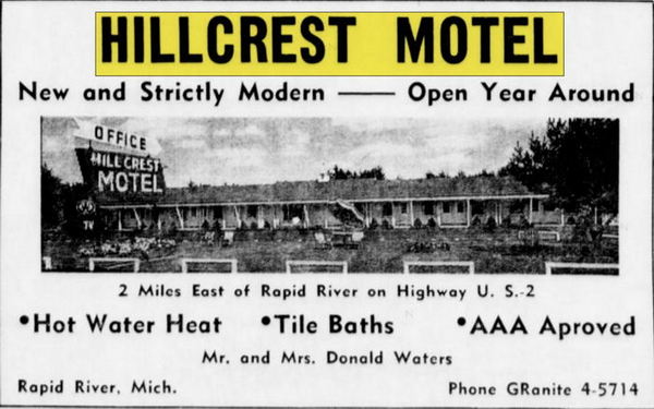 Hillcrest Inn & Motel (Hill Crest Motel) - April 1963 Ad (newer photo)